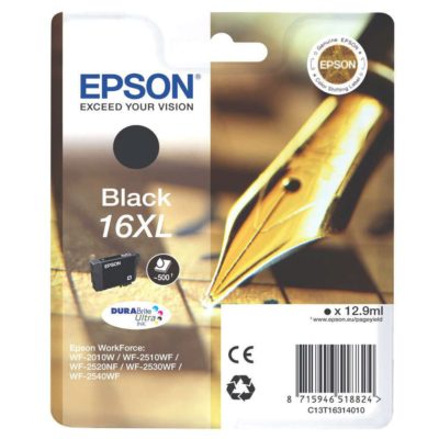 Epson Pen 16XL DURABrite Ultra Ink, High Yield Ink Cartridge, Black Single Pack, C13T16314010 Epson Pen 16XL DURABrite Ultra Ink, High Yield Ink Cartridge, Black Single Pack, C13T16314010